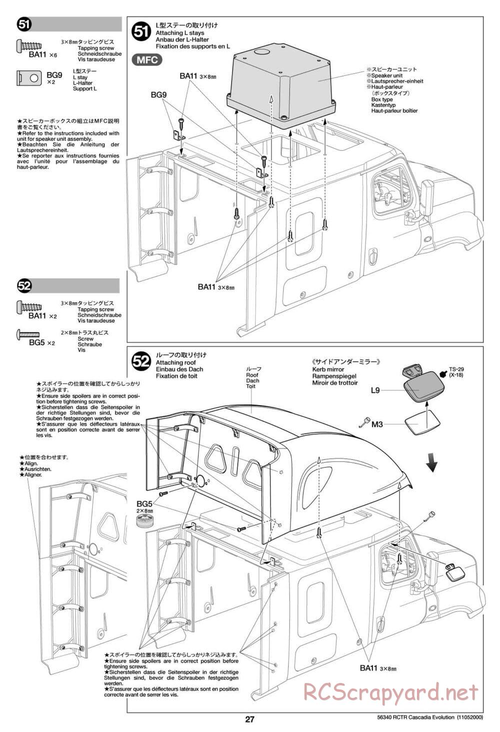 Tamiya - Freightliner Cascadia Evolution Tractor Truck Chassis - Manual - Page 27