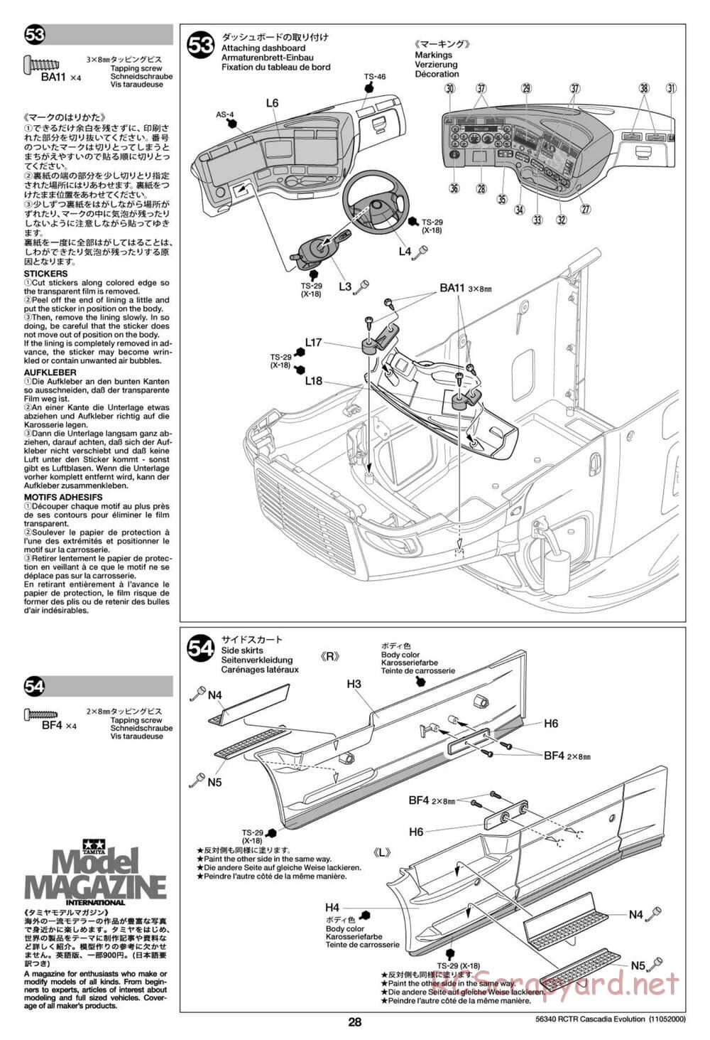 Tamiya - Freightliner Cascadia Evolution Tractor Truck Chassis - Manual - Page 28