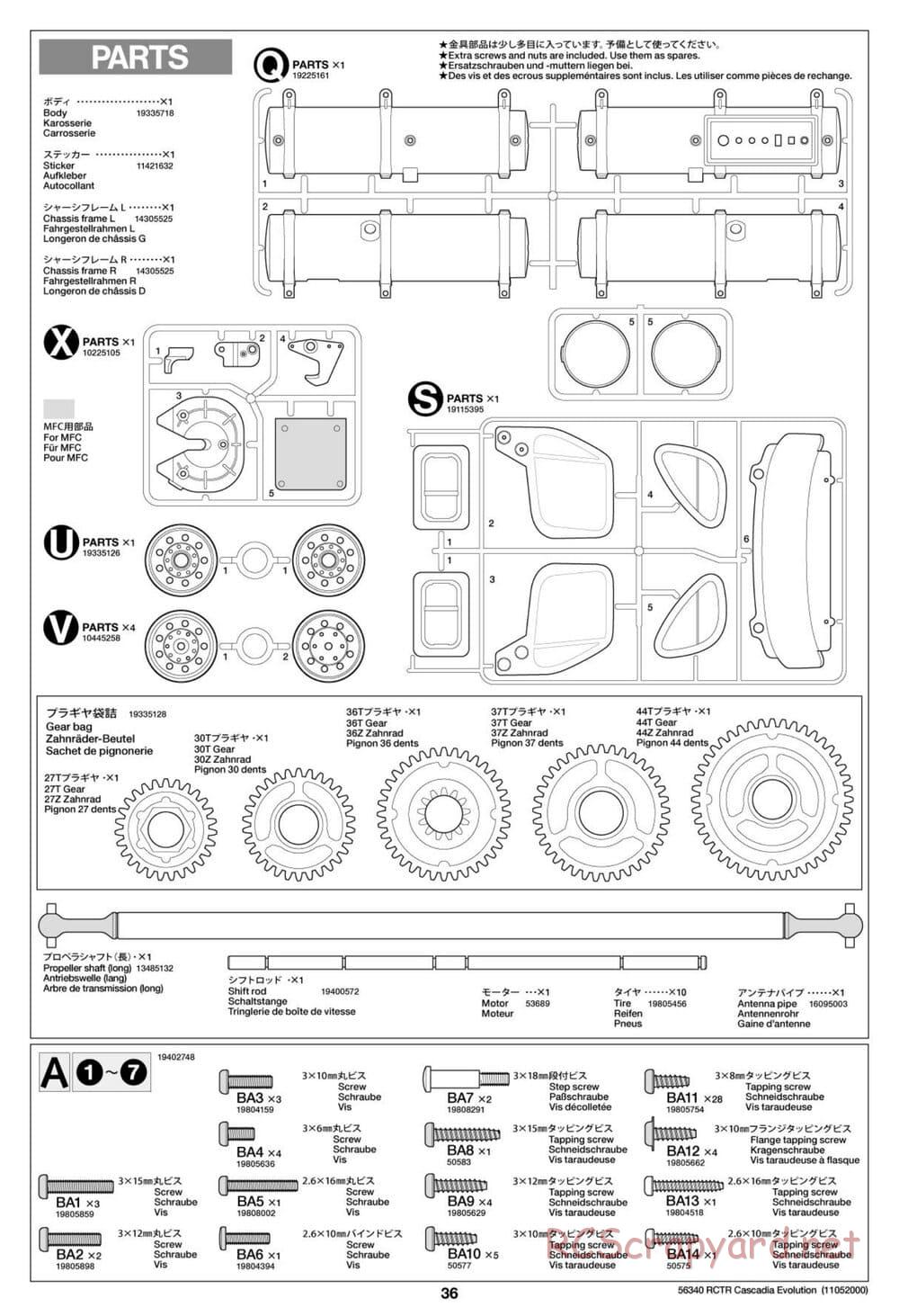 Tamiya - Freightliner Cascadia Evolution Tractor Truck Chassis - Manual - Page 36