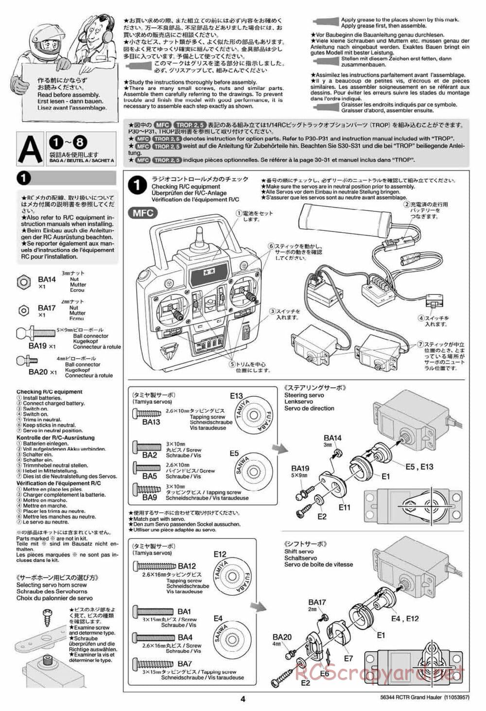 Tamiya - Grand Hauler Tractor Truck Chassis - Manual - Page 4