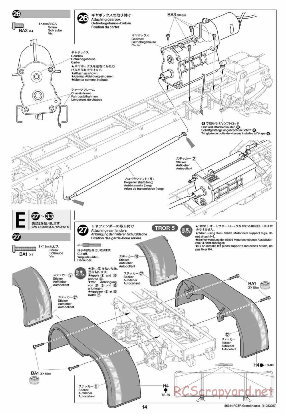 Tamiya - Grand Hauler Tractor Truck Chassis - Manual - Page 14