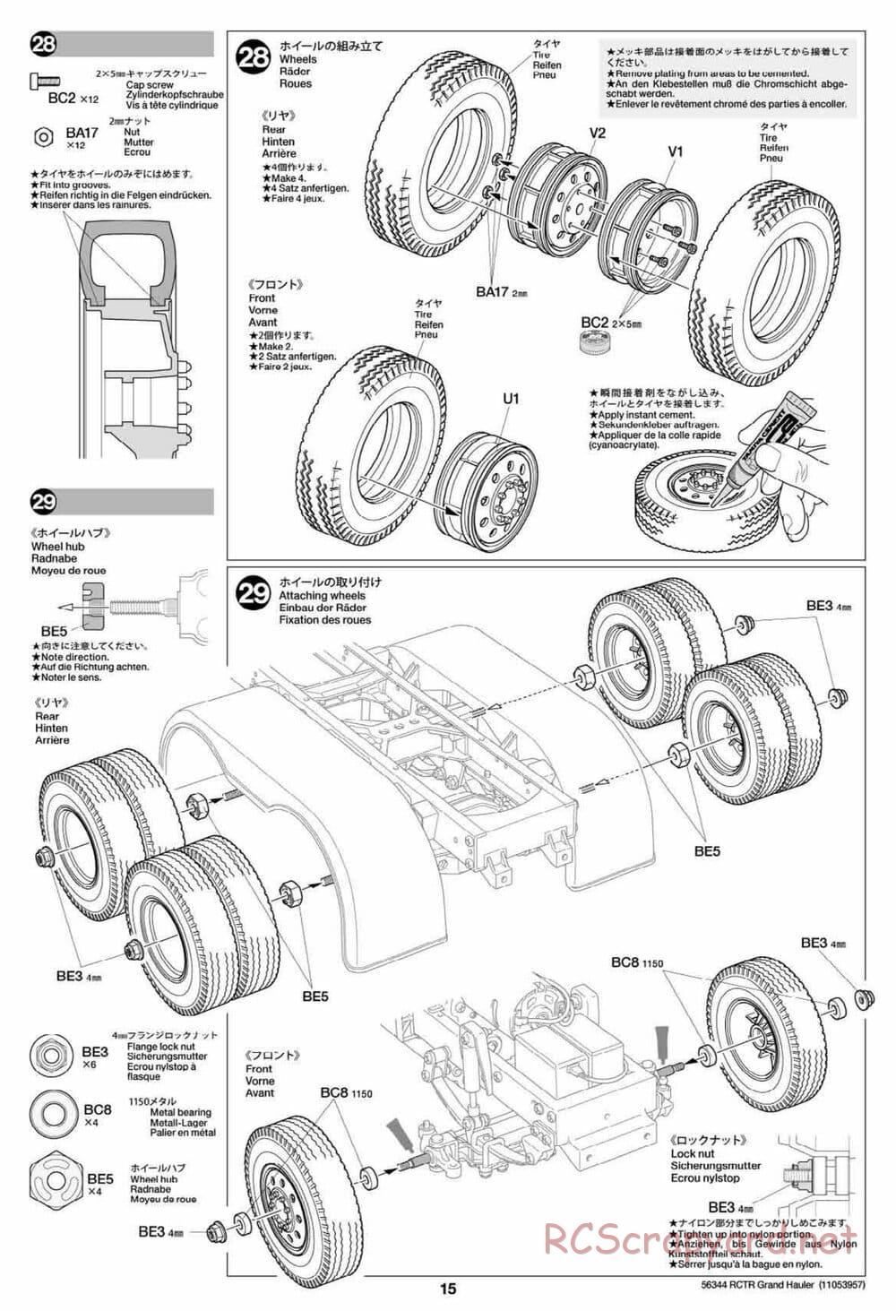 Tamiya - Grand Hauler Tractor Truck Chassis - Manual - Page 15