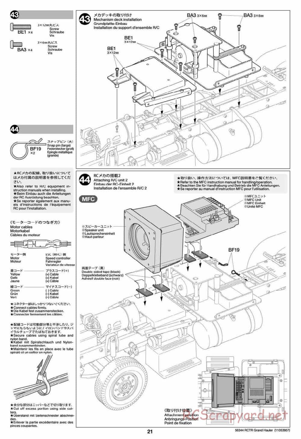 Tamiya - Grand Hauler Tractor Truck Chassis - Manual - Page 21