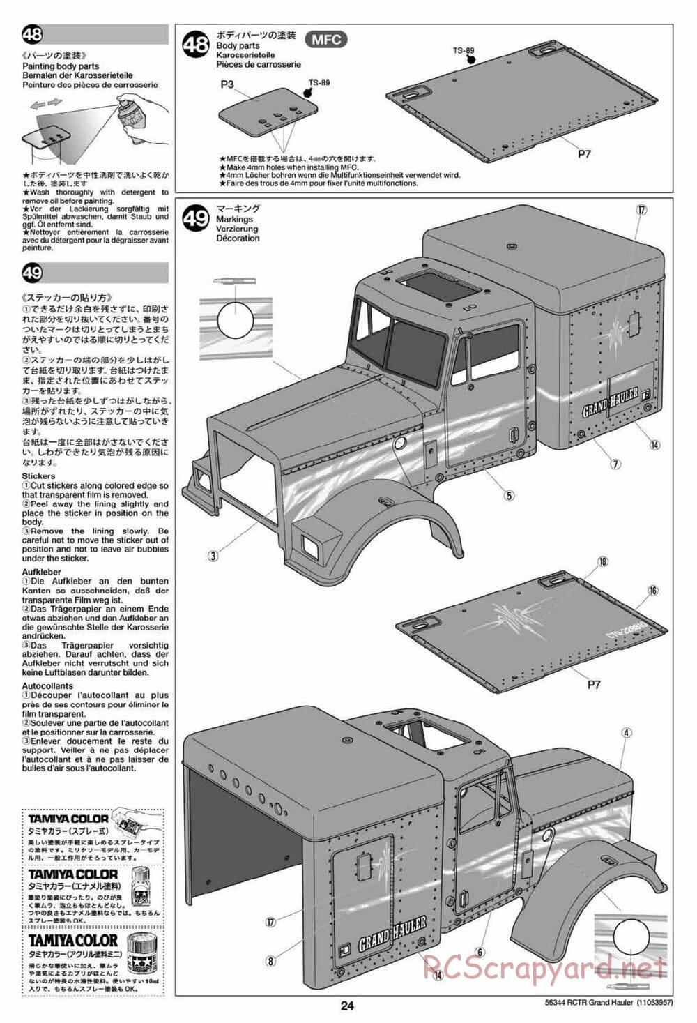 Tamiya - Grand Hauler Tractor Truck Chassis - Manual - Page 24
