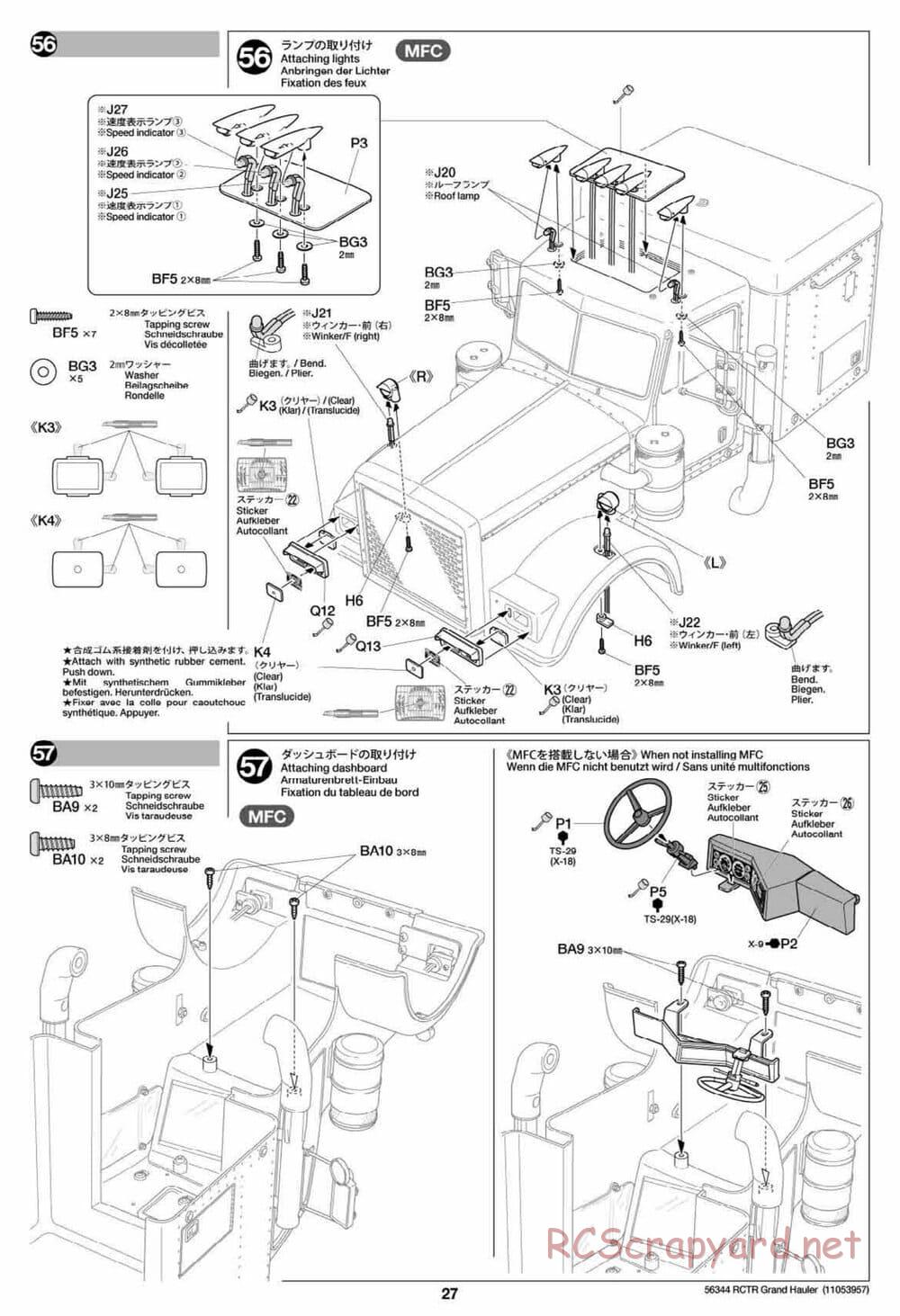 Tamiya - Grand Hauler Tractor Truck Chassis - Manual - Page 27