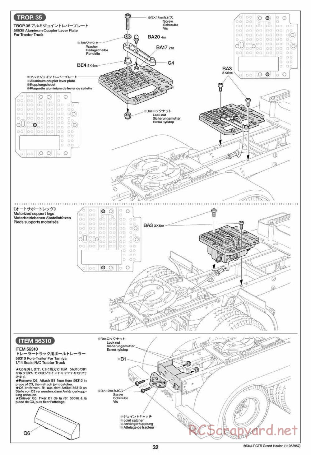 Tamiya - Grand Hauler Tractor Truck Chassis - Manual - Page 32