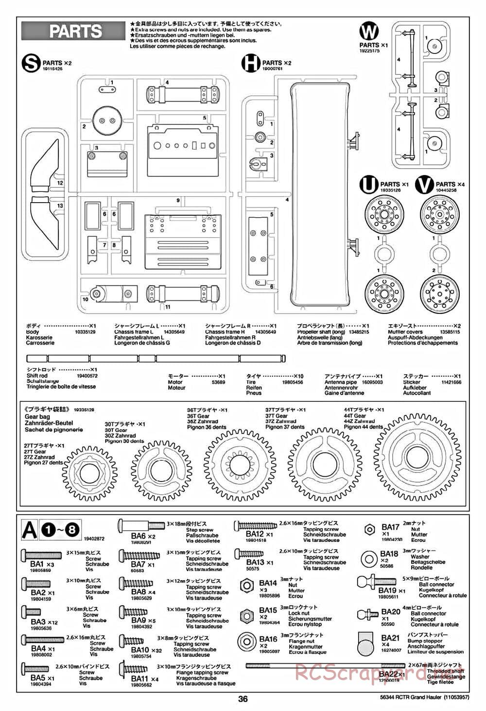 Tamiya - Grand Hauler Tractor Truck Chassis - Manual - Page 36