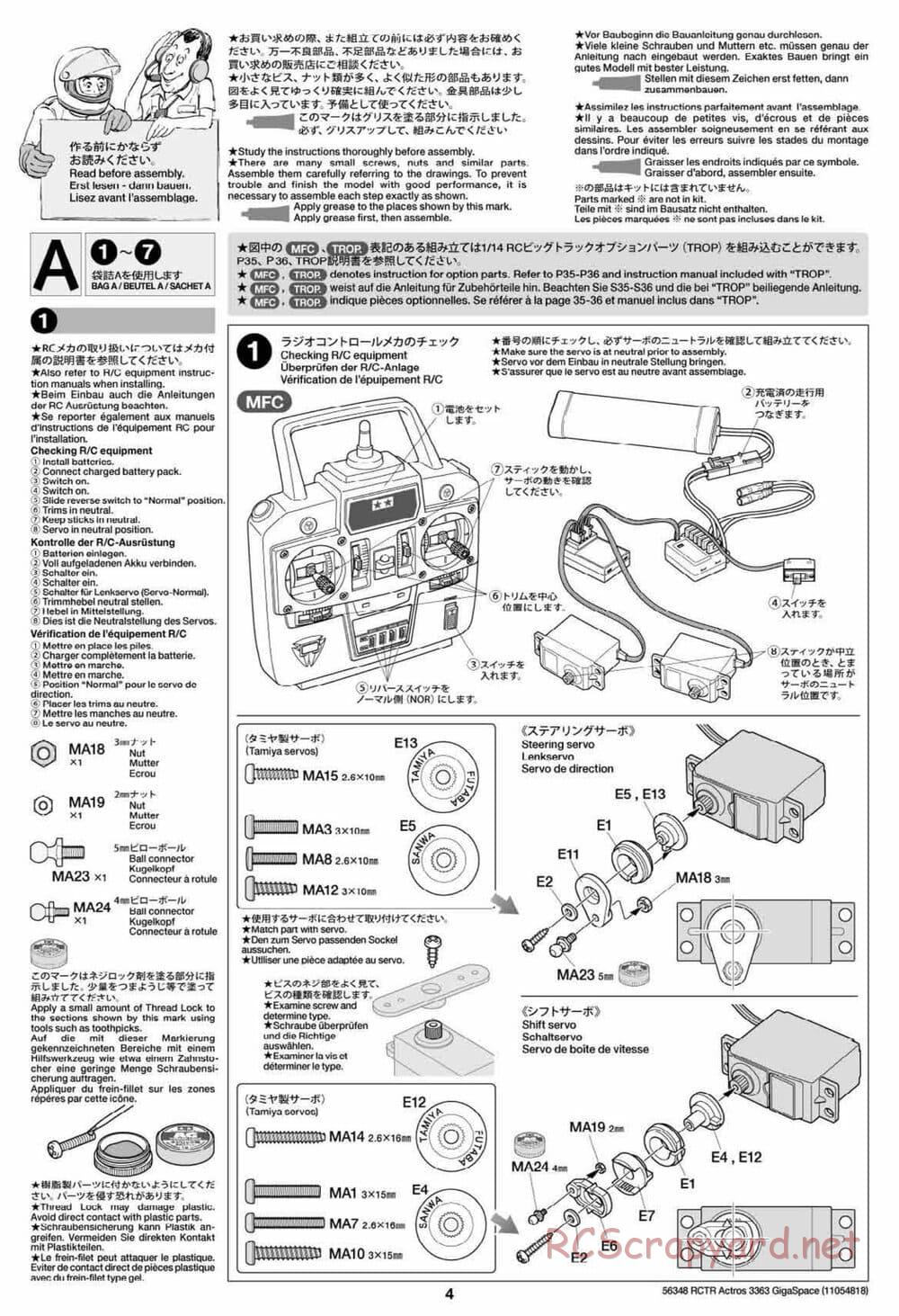 Tamiya - Mercedes-Benz Actros 3363 6x4 GigaSpace Tractor Truck Chassis - Manual - Page 4