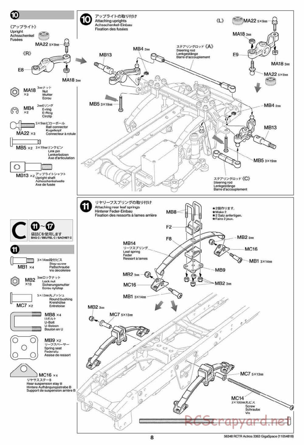 Tamiya - Mercedes-Benz Actros 3363 6x4 GigaSpace Tractor Truck Chassis - Manual - Page 8