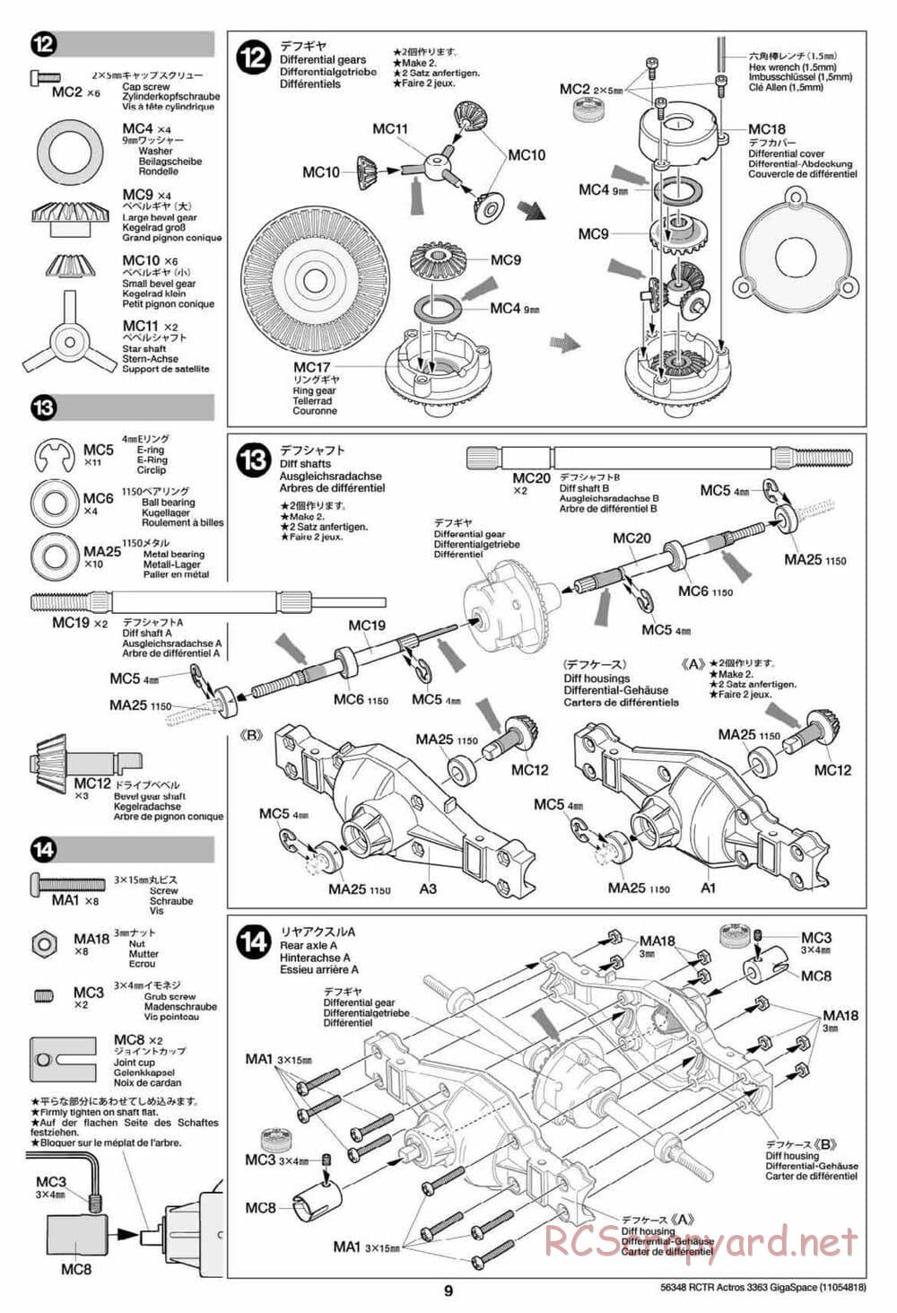 Tamiya - Mercedes-Benz Actros 3363 6x4 GigaSpace Tractor Truck Chassis - Manual - Page 9