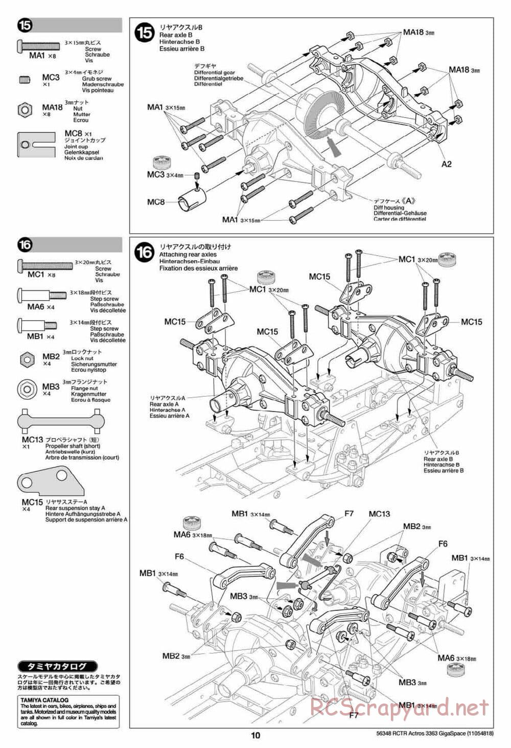 Tamiya - Mercedes-Benz Actros 3363 6x4 GigaSpace Tractor Truck Chassis - Manual - Page 10