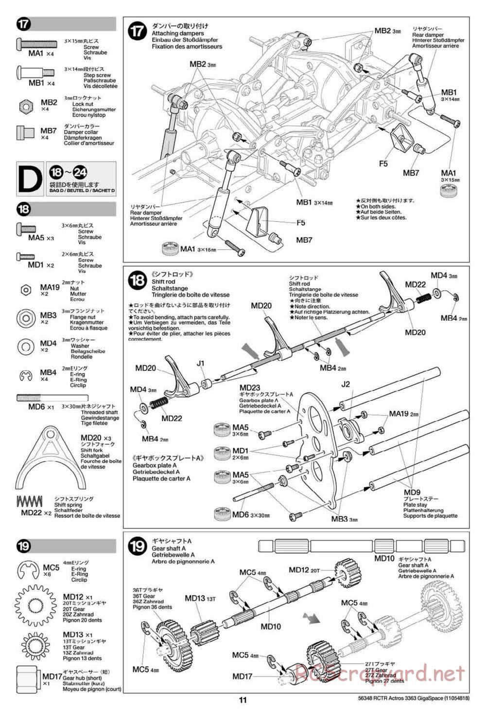 Tamiya - Mercedes-Benz Actros 3363 6x4 GigaSpace Tractor Truck Chassis - Manual - Page 11