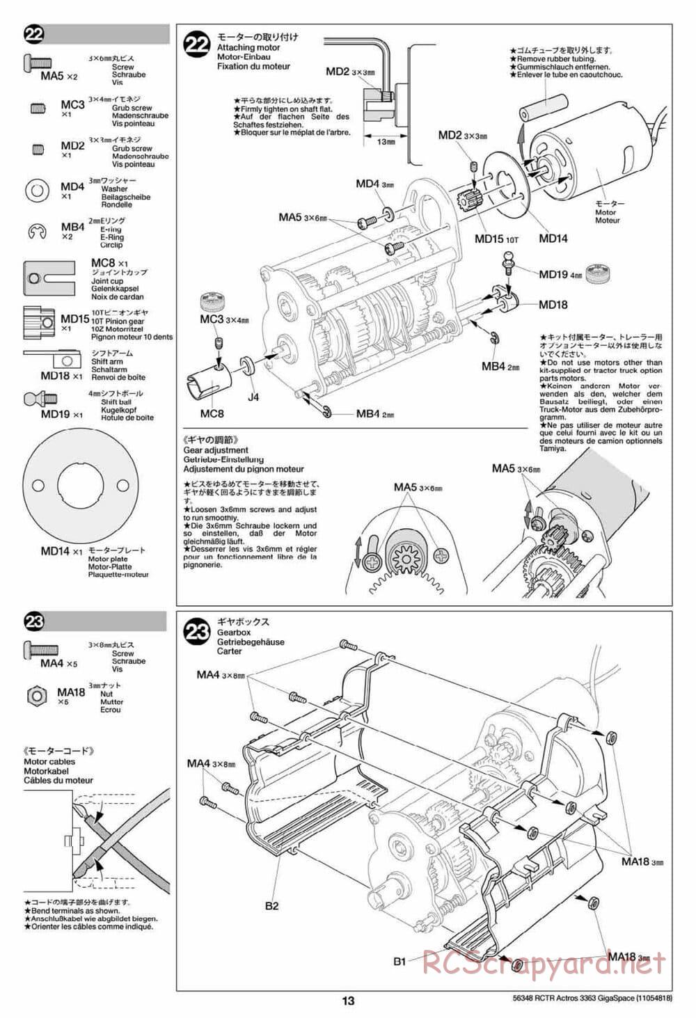 Tamiya - Mercedes-Benz Actros 3363 6x4 GigaSpace Tractor Truck Chassis - Manual - Page 13