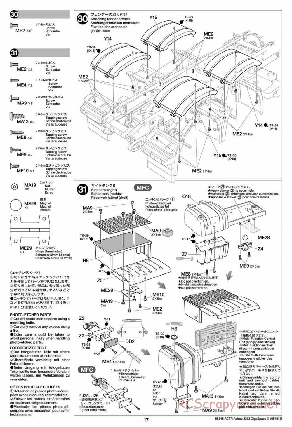 Tamiya - Mercedes-Benz Actros 3363 6x4 GigaSpace Tractor Truck Chassis - Manual - Page 17