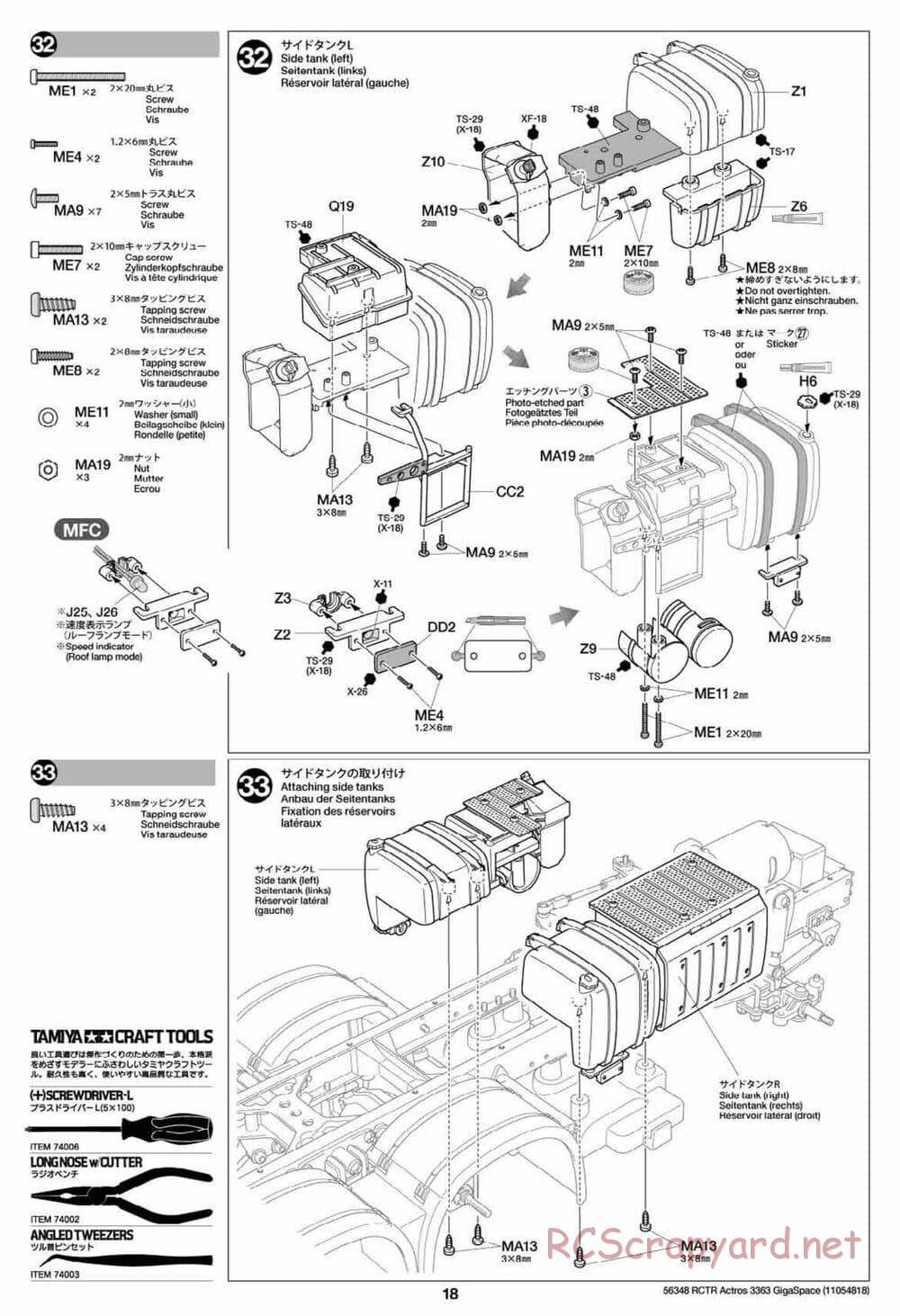 Tamiya - Mercedes-Benz Actros 3363 6x4 GigaSpace Tractor Truck Chassis - Manual - Page 18