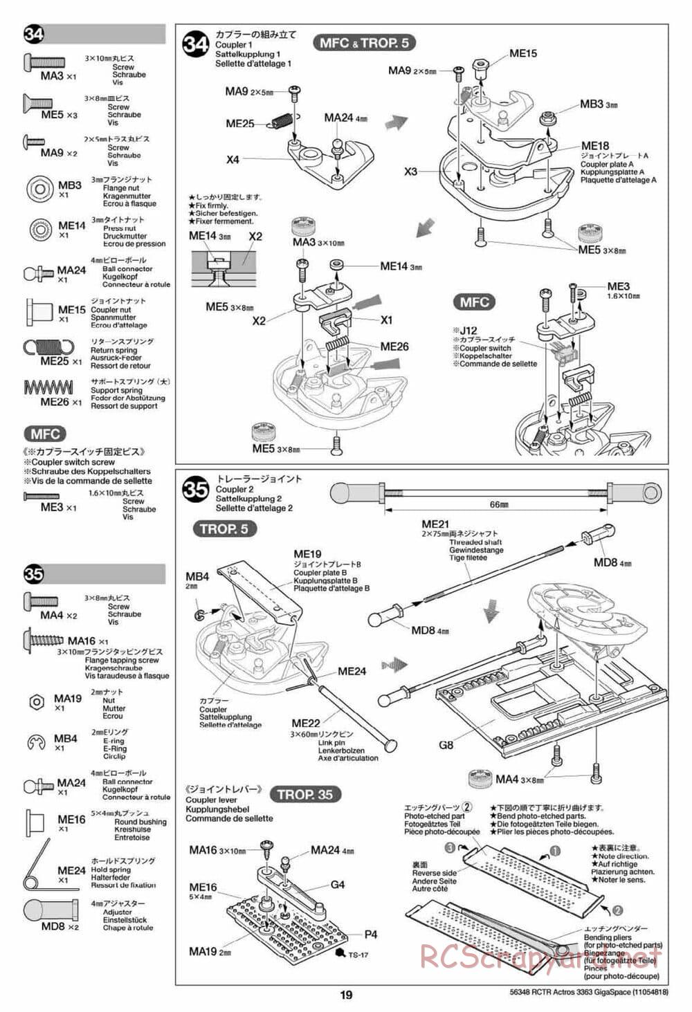 Tamiya - Mercedes-Benz Actros 3363 6x4 GigaSpace Tractor Truck Chassis - Manual - Page 19