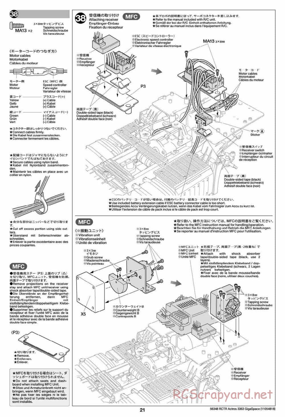 Tamiya - Mercedes-Benz Actros 3363 6x4 GigaSpace Tractor Truck Chassis - Manual - Page 21