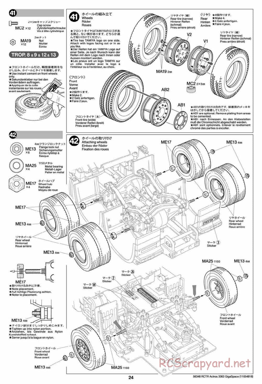 Tamiya - Mercedes-Benz Actros 3363 6x4 GigaSpace Tractor Truck Chassis - Manual - Page 24