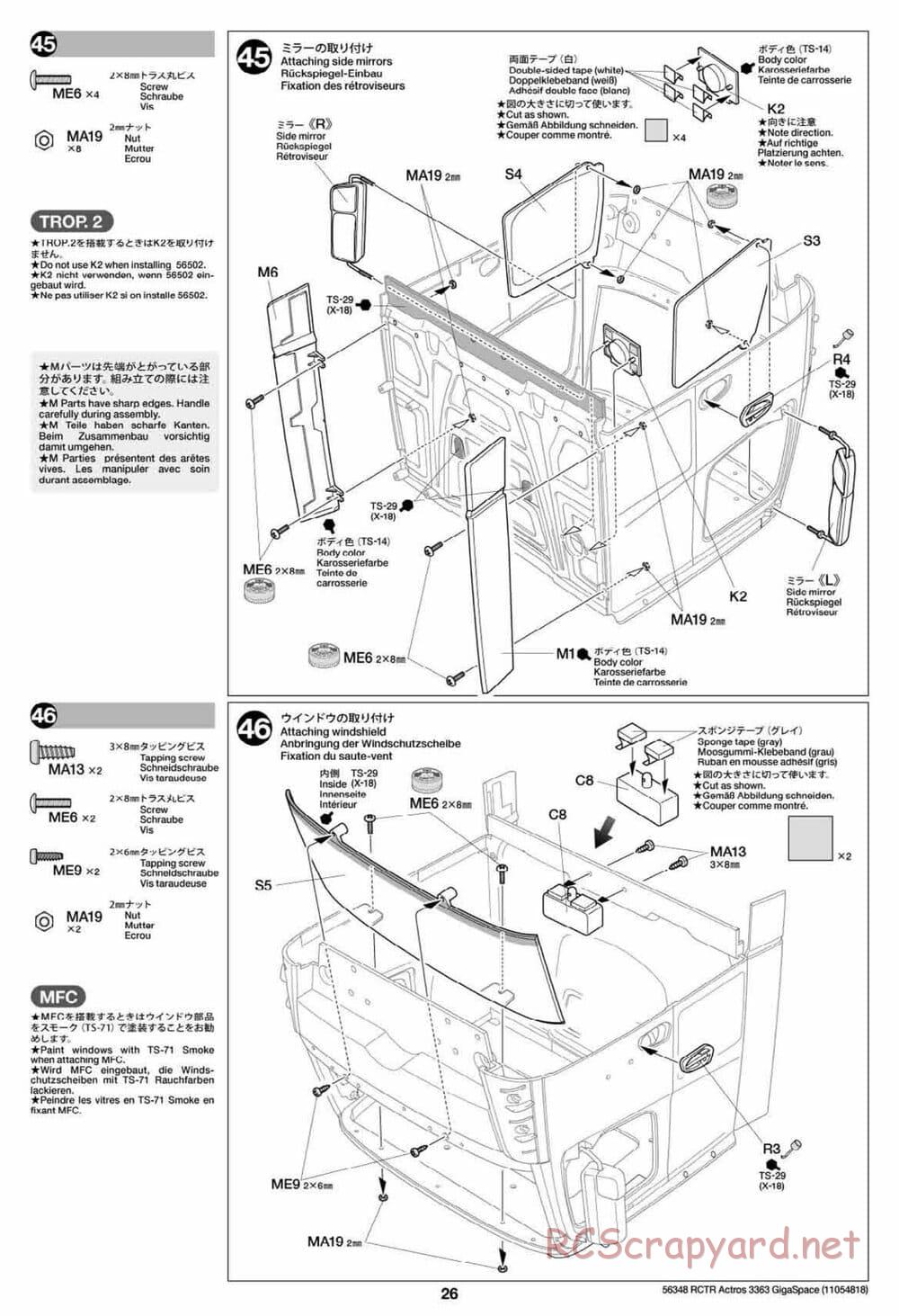 Tamiya - Mercedes-Benz Actros 3363 6x4 GigaSpace Tractor Truck Chassis - Manual - Page 26