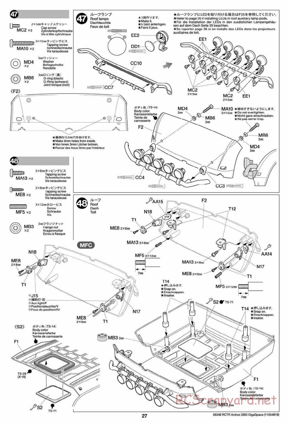 Tamiya - Mercedes-Benz Actros 3363 6x4 GigaSpace Tractor Truck Chassis - Manual - Page 27
