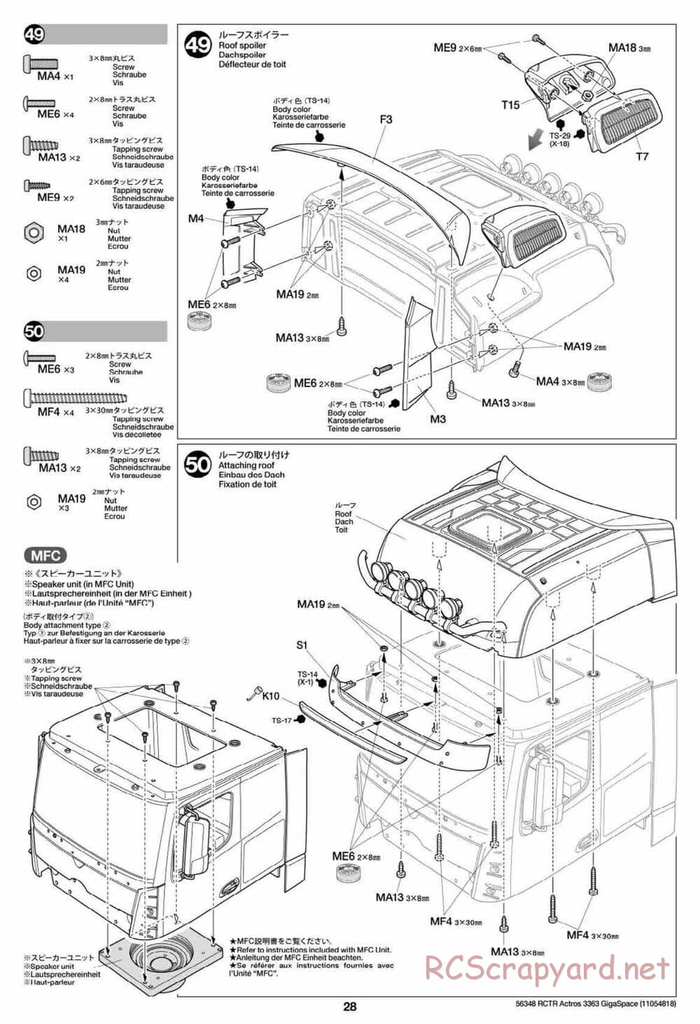 Tamiya - Mercedes-Benz Actros 3363 6x4 GigaSpace Tractor Truck Chassis - Manual - Page 28