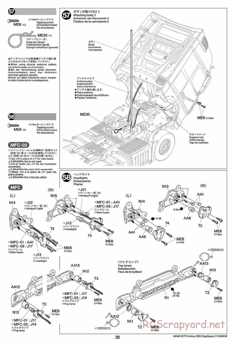 Tamiya - Mercedes-Benz Actros 3363 6x4 GigaSpace Tractor Truck Chassis - Manual - Page 32