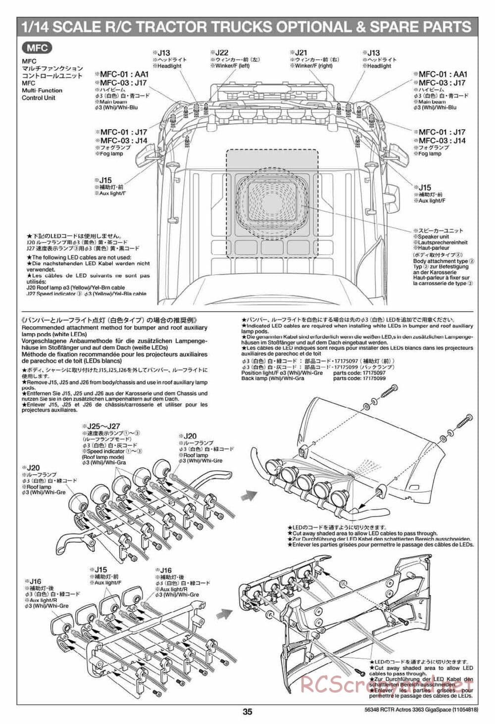 Tamiya - Mercedes-Benz Actros 3363 6x4 GigaSpace Tractor Truck Chassis - Manual - Page 35