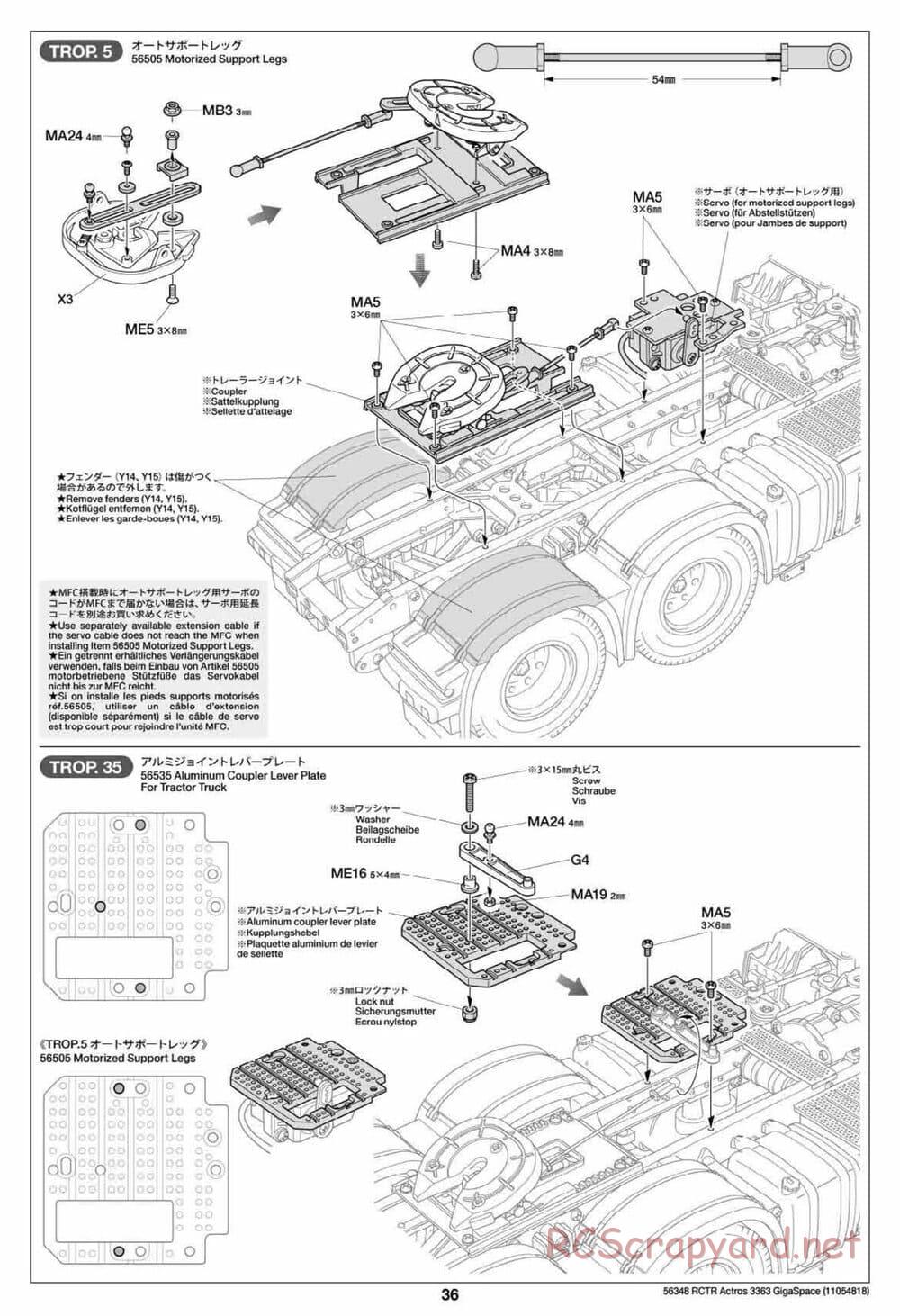 Tamiya - Mercedes-Benz Actros 3363 6x4 GigaSpace Tractor Truck Chassis - Manual - Page 36