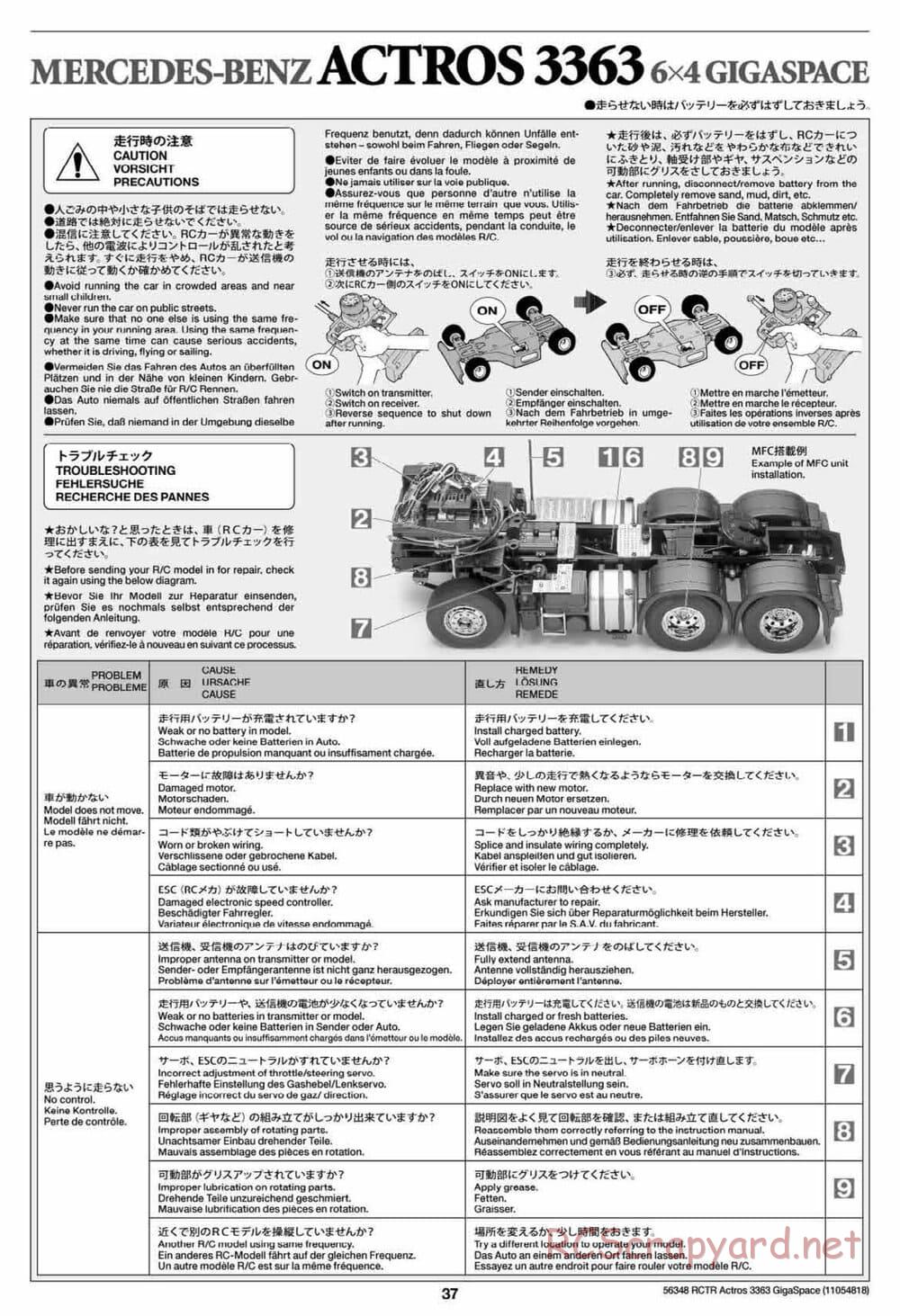 Tamiya - Mercedes-Benz Actros 3363 6x4 GigaSpace Tractor Truck Chassis - Manual - Page 37