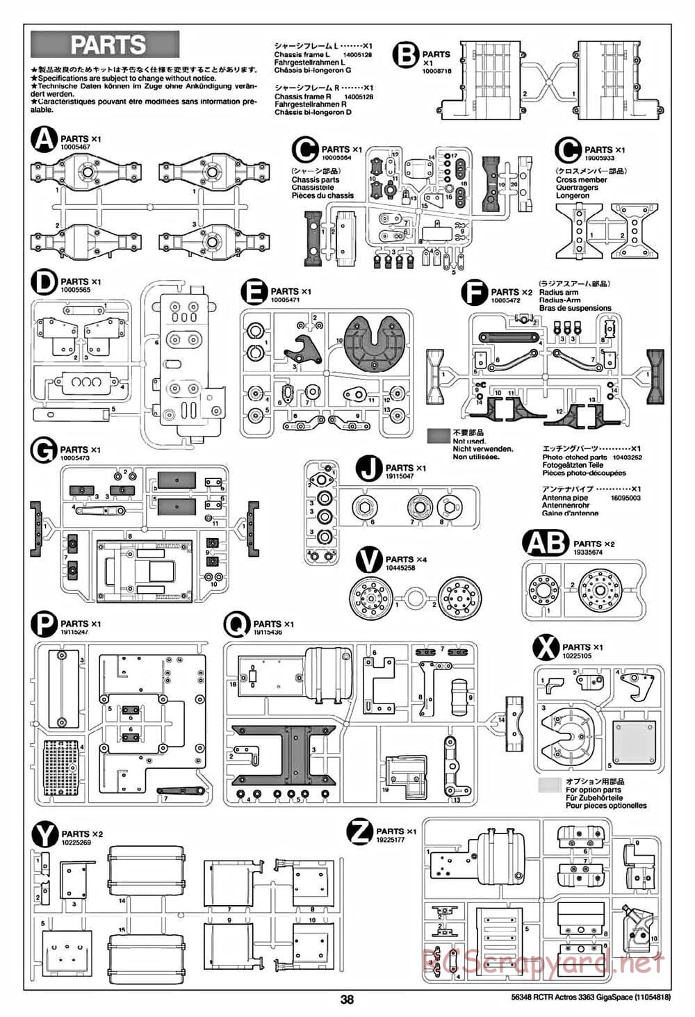 Tamiya - Mercedes-Benz Actros 3363 6x4 GigaSpace Tractor Truck Chassis - Manual - Page 38