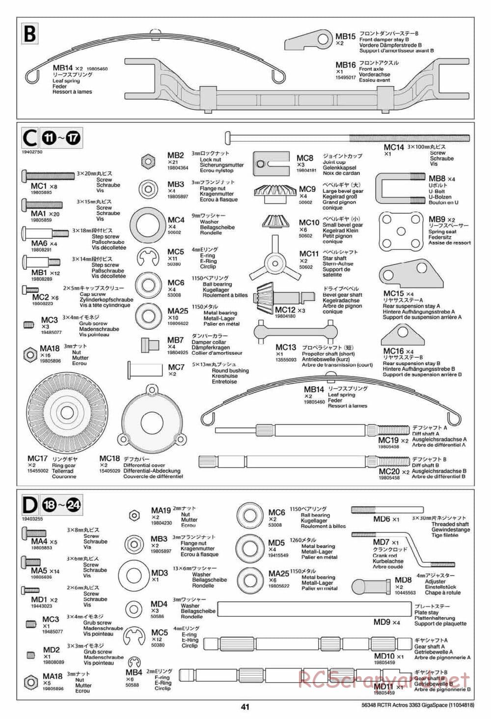Tamiya - Mercedes-Benz Actros 3363 6x4 GigaSpace Tractor Truck Chassis - Manual - Page 42