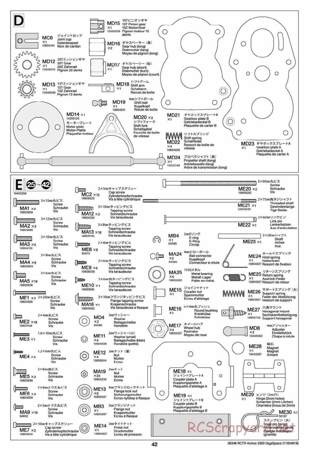 Tamiya - Mercedes-Benz Actros 3363 6x4 GigaSpace Tractor Truck Chassis - Manual - Page 43