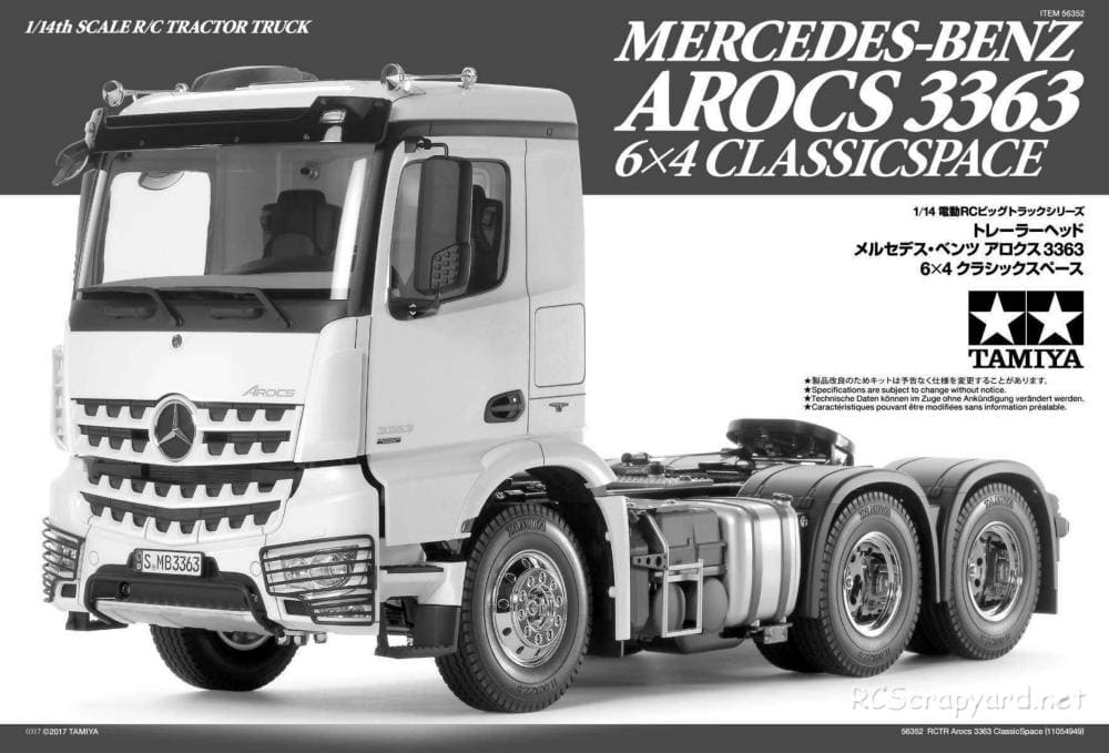 Tamiya - Mercedes-Benz Arocs 3363 6x4 ClassicSpace Tractor Truck Chassis - Manual - Page 1