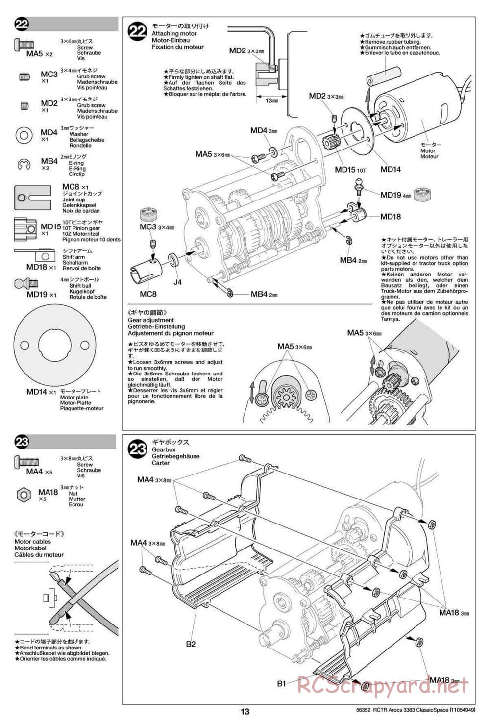 Tamiya - Mercedes-Benz Arocs 3363 6x4 ClassicSpace - Manual - Page 13