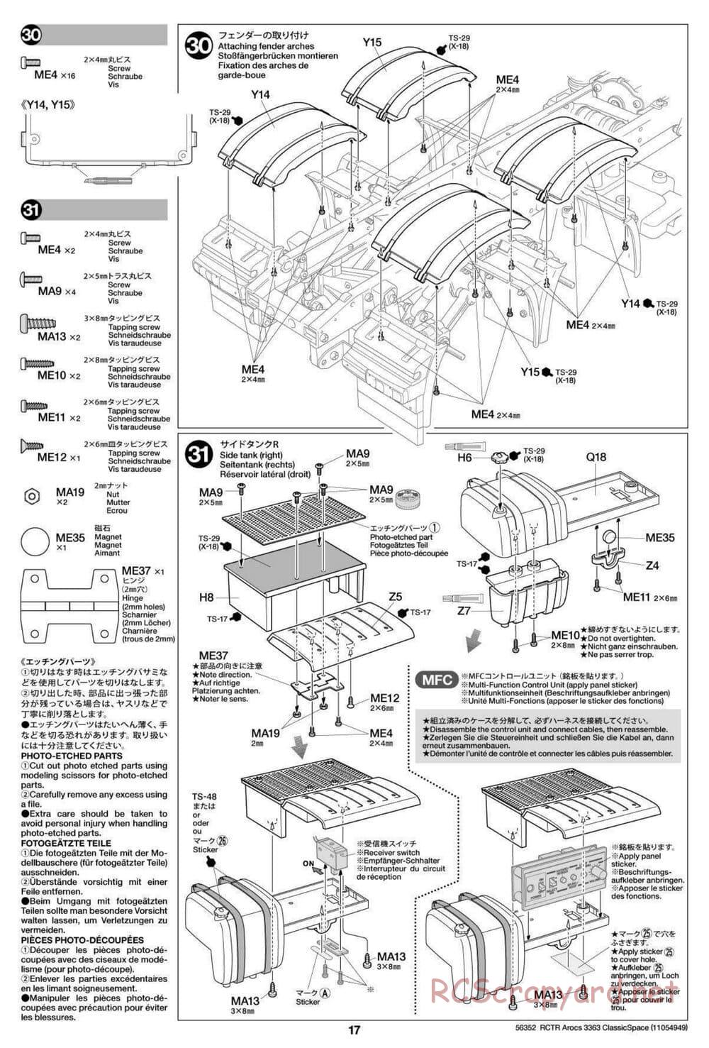 Tamiya - Mercedes-Benz Arocs 3363 6x4 ClassicSpace - Manual - Page 17