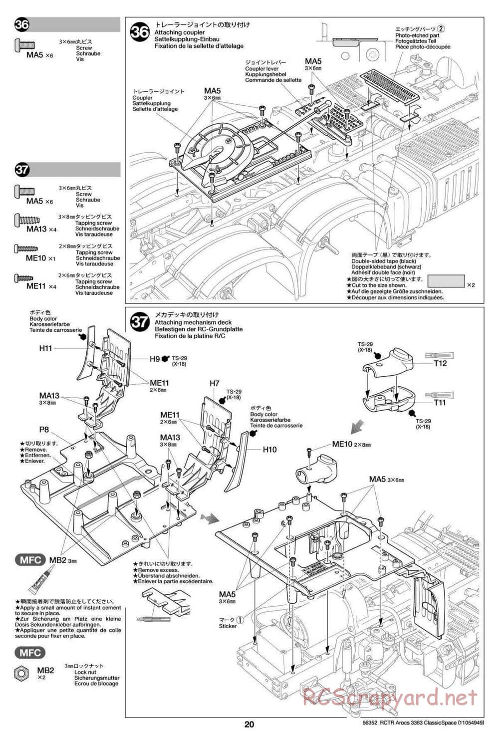 Tamiya - Mercedes-Benz Arocs 3363 6x4 ClassicSpace - Manual - Page 20