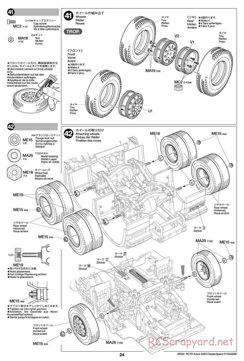 Tamiya - Mercedes-Benz Arocs 3363 6x4 ClassicSpace - Manual - Page 24