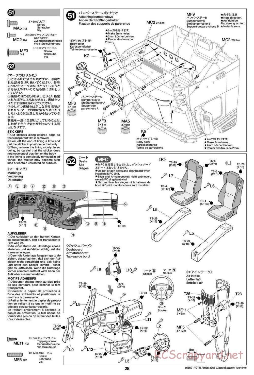 Tamiya - Mercedes-Benz Arocs 3363 6x4 ClassicSpace - Manual - Page 28