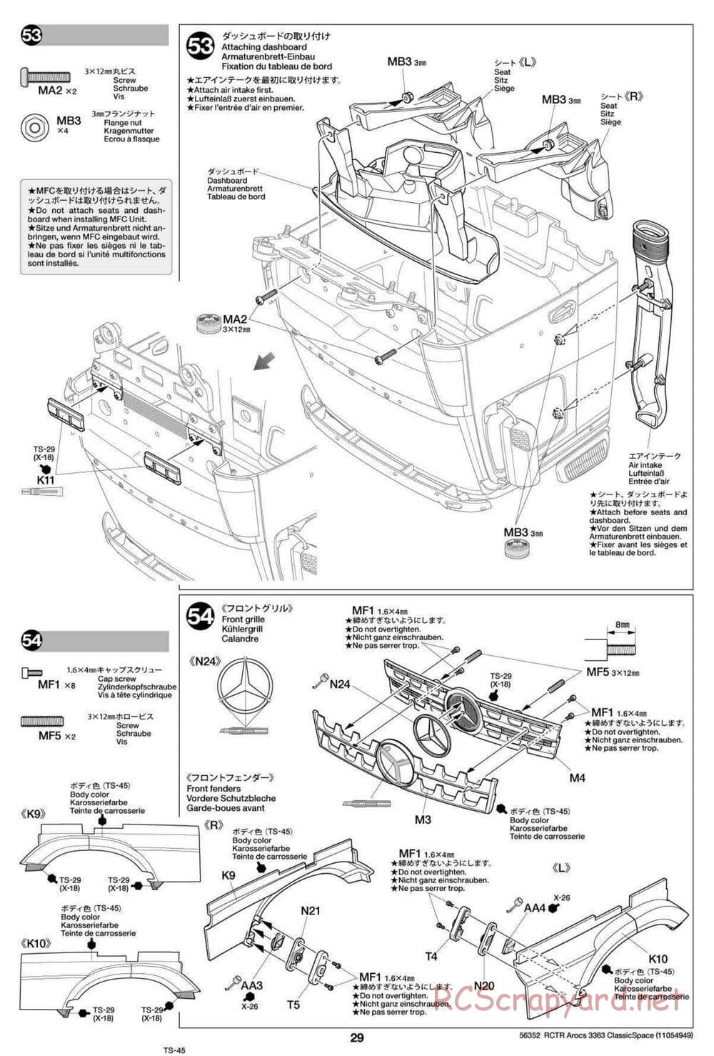 Tamiya - Mercedes-Benz Arocs 3363 6x4 ClassicSpace - Manual - Page 29