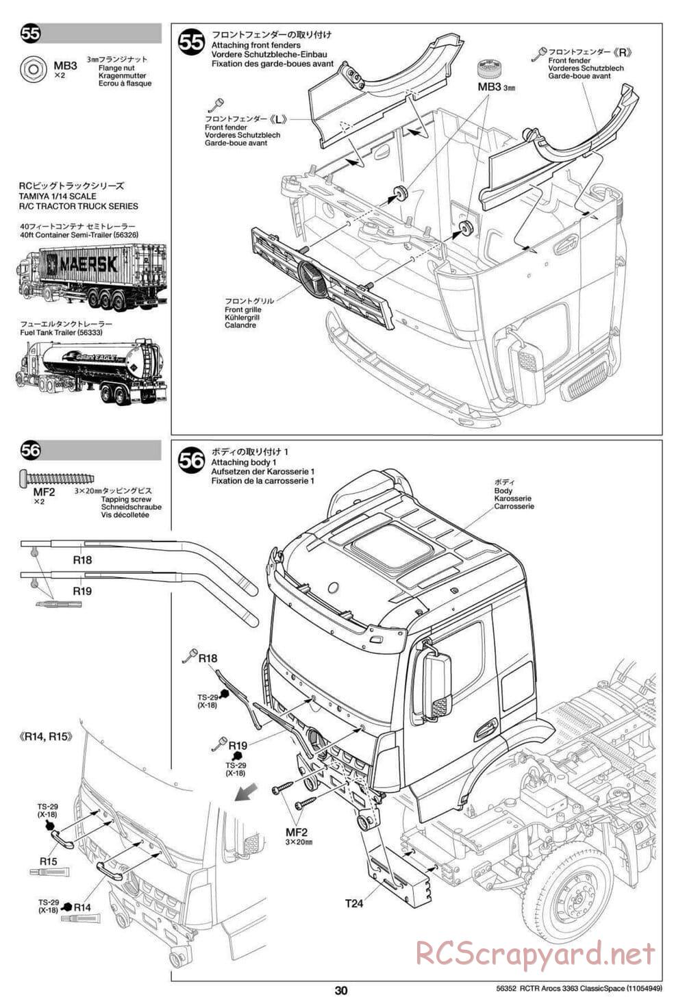 Tamiya - Mercedes-Benz Arocs 3363 6x4 ClassicSpace - Manual - Page 30