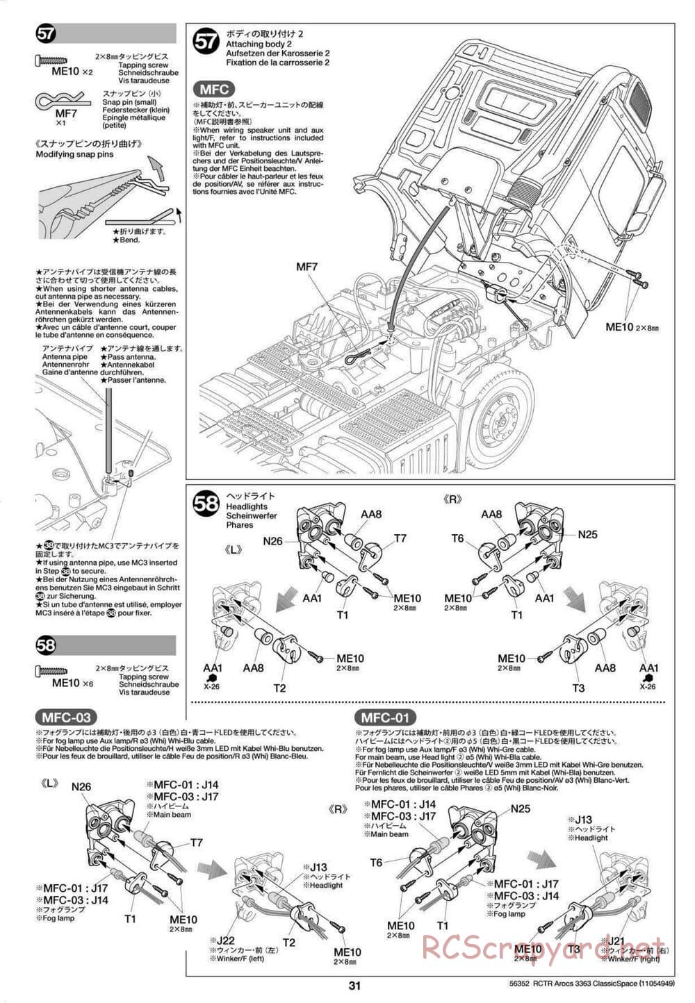 Tamiya - Mercedes-Benz Arocs 3363 6x4 ClassicSpace - Manual - Page 31