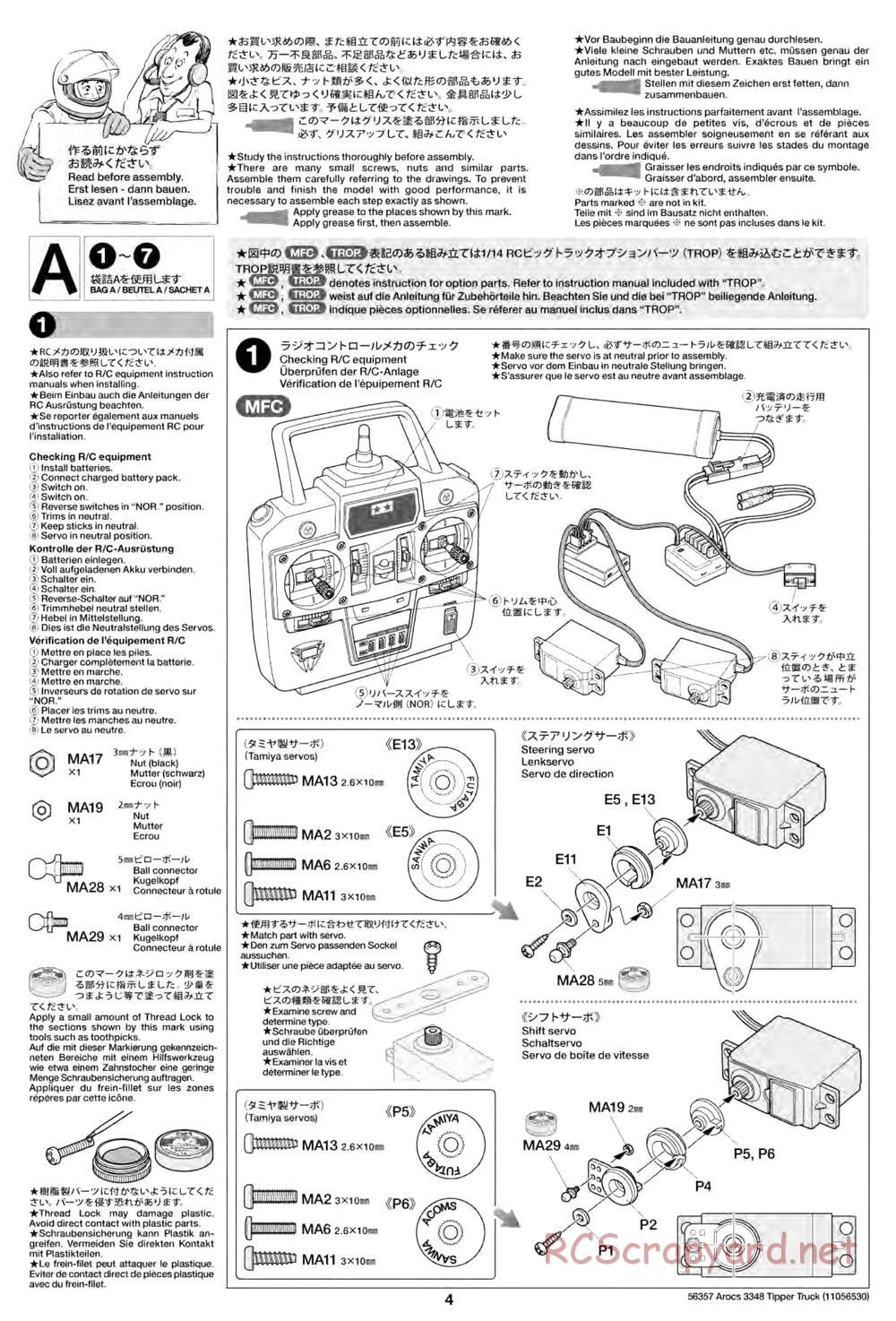 Tamiya - Mercedes-Benz Arocs 3348 6x4 Tipper Truck Chassis - Manual - Page 4