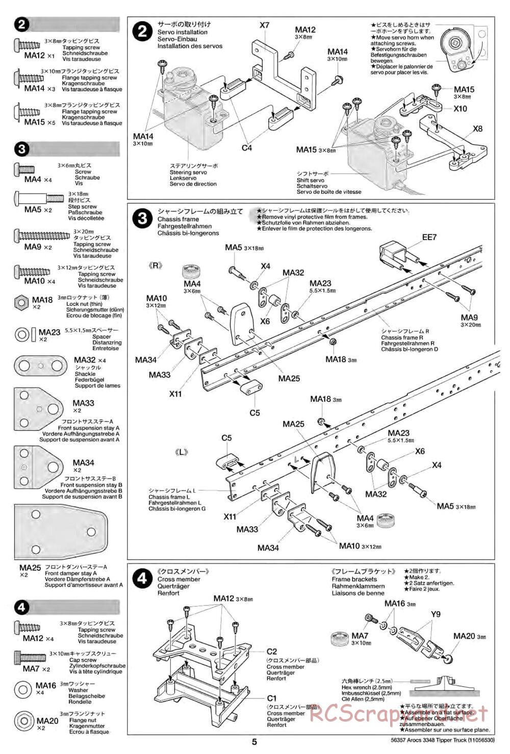 Tamiya - Mercedes-Benz Arocs 3348 6x4 Tipper Truck Chassis - Manual - Page 5