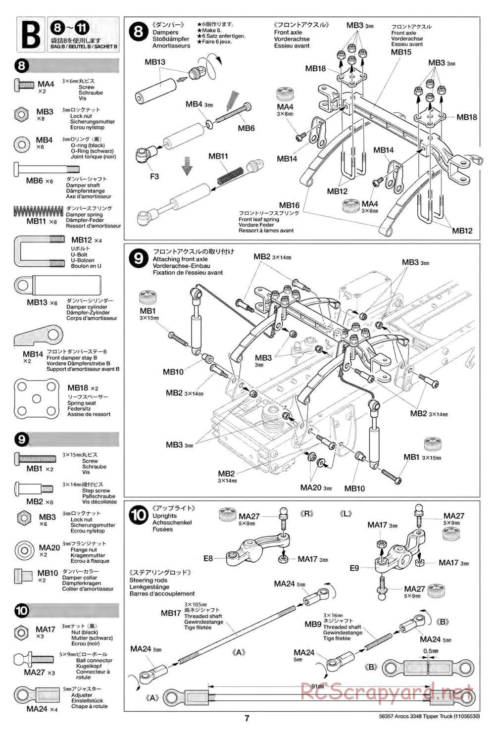 Tamiya - Mercedes-Benz Arocs 3348 6x4 Tipper Truck Chassis - Manual - Page 7