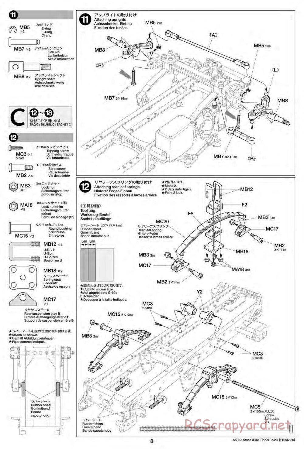 Tamiya - Mercedes-Benz Arocs 3348 6x4 Tipper Truck Chassis - Manual - Page 8