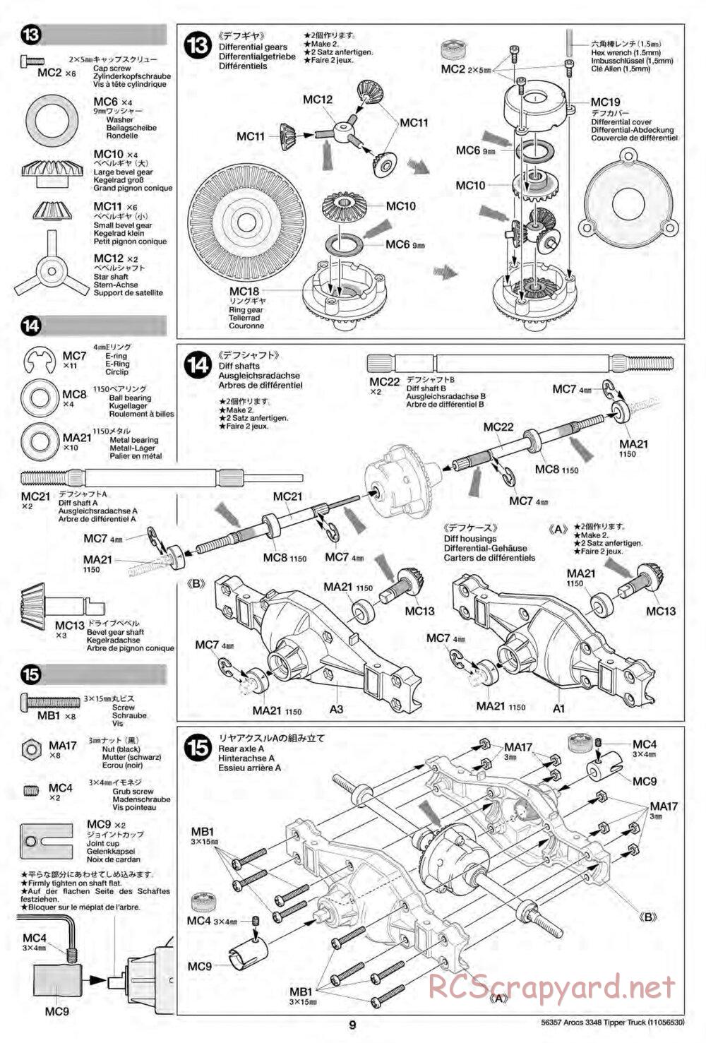 Tamiya - Mercedes-Benz Arocs 3348 6x4 Tipper Truck Chassis - Manual - Page 9