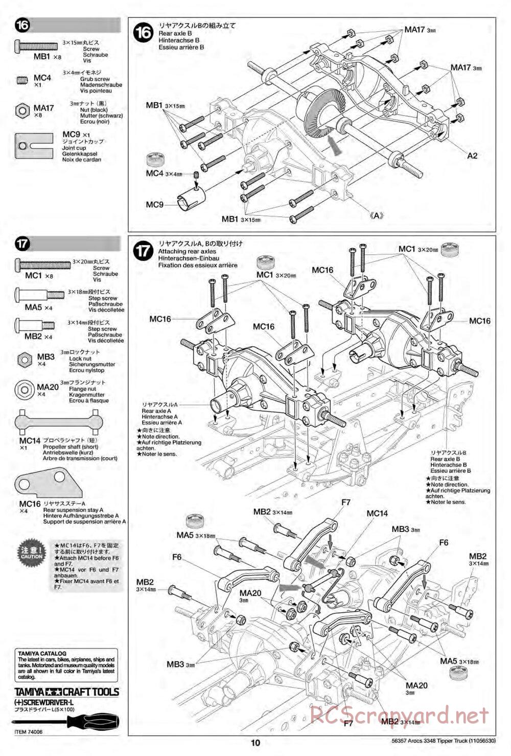 Tamiya - Mercedes-Benz Arocs 3348 6x4 Tipper Truck Chassis - Manual - Page 10