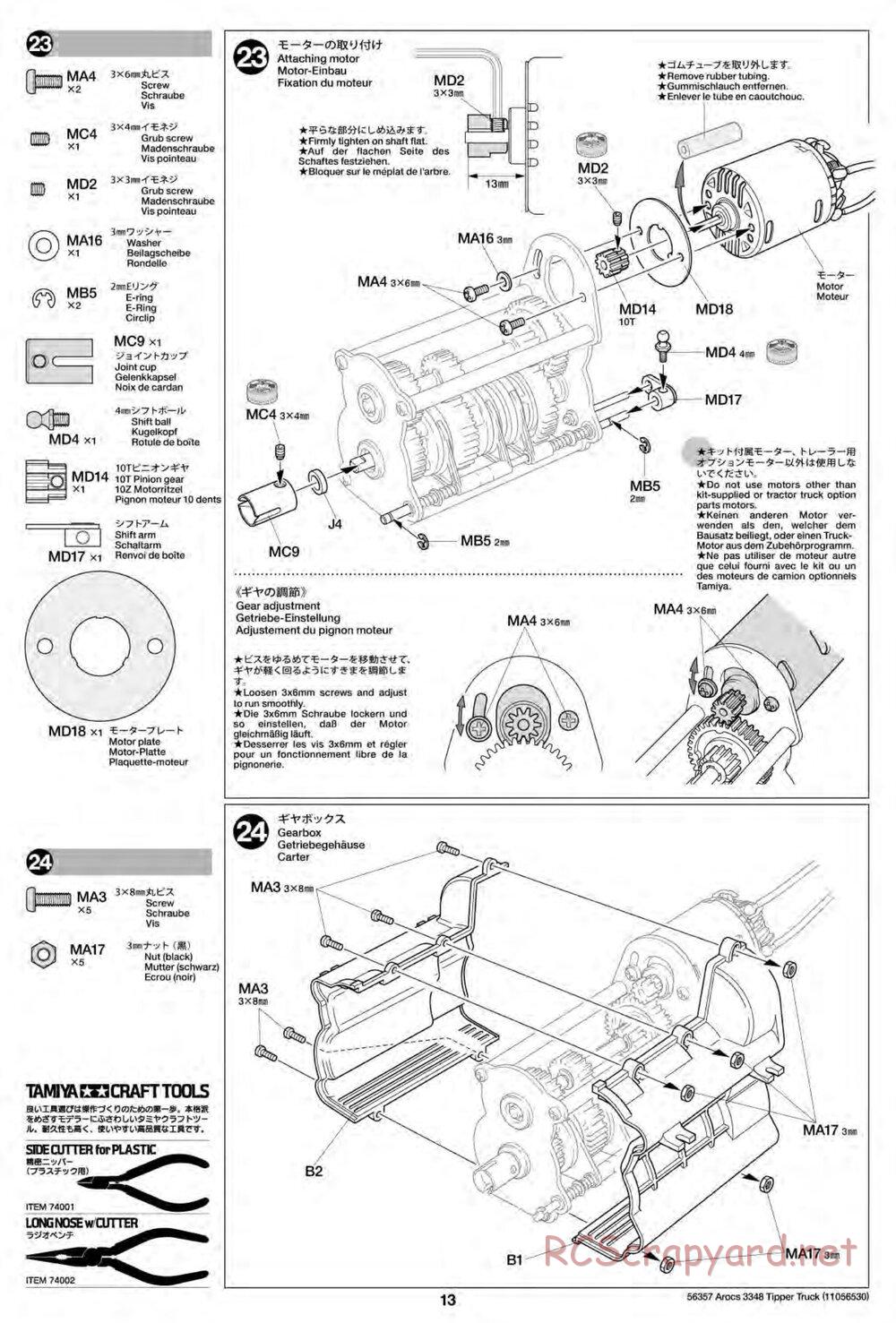 Tamiya - Mercedes-Benz Arocs 3348 6x4 Tipper Truck Chassis - Manual - Page 13