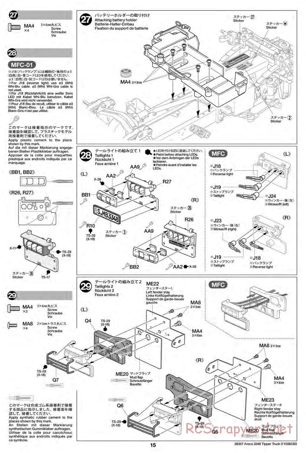 Tamiya - Mercedes-Benz Arocs 3348 6x4 Tipper Truck Chassis - Manual - Page 15