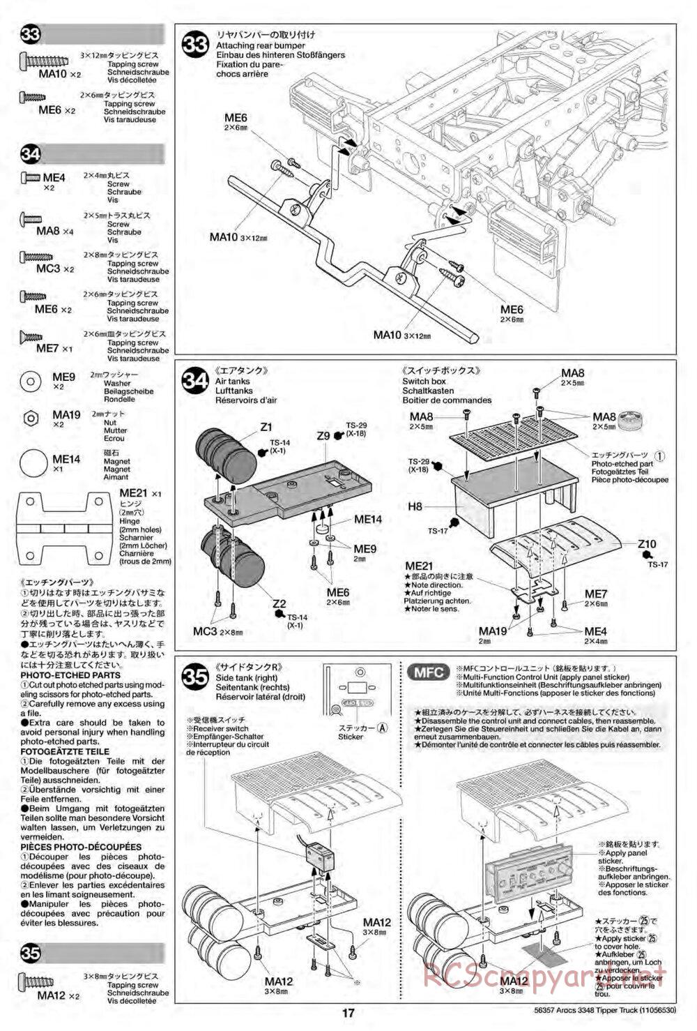 Tamiya - Mercedes-Benz Arocs 3348 6x4 Tipper Truck Chassis - Manual - Page 17